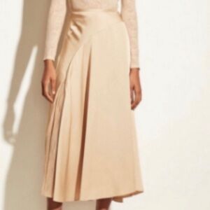 NWT Vince Crushed Asymmetric Paneled Skirt Cream